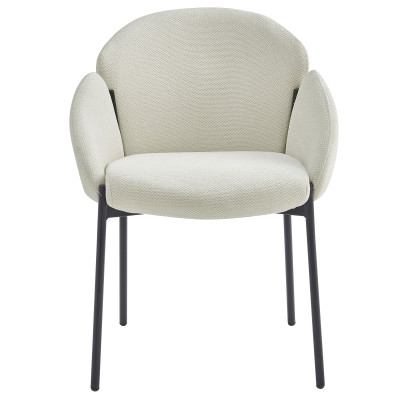 CANDICE-Silla de tela ecru y metal negro (x2)