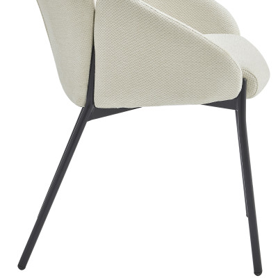 CANDICE-Chaise en tissu Luxury Ecru et métal noir (x2)