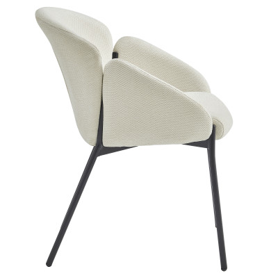 CANDICE-Chaise en tissu Luxury Ecru et métal noir (x2)