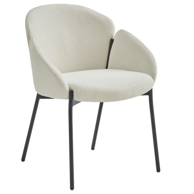 CANDICE-Silla de tela ecru y metal negro (x2)