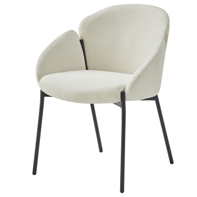 CANDICE-Chaise en tissu Luxury Ecru et métal noir (x2)