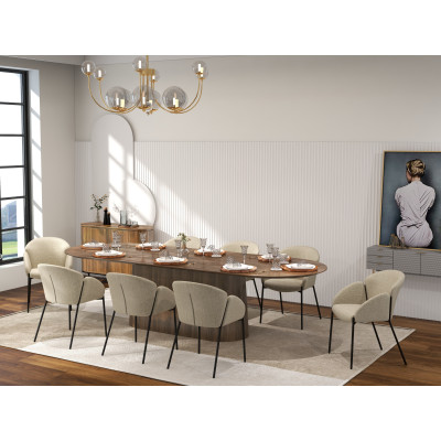 CANDICE-Chaise en tissu Luxury Grège et métal noir (x2)