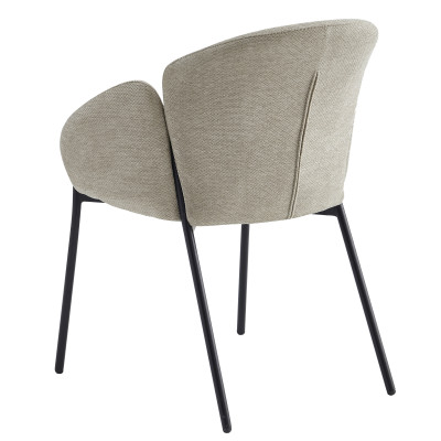 CANDICE-Chaise en tissu Luxury Grège et métal noir (x2)