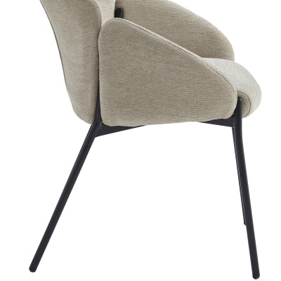 CANDICE-Silla de tela marrone y metal negro (x2)