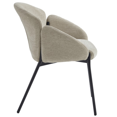 CANDICE-Chaise en tissu Luxury Grège et métal noir (x2)