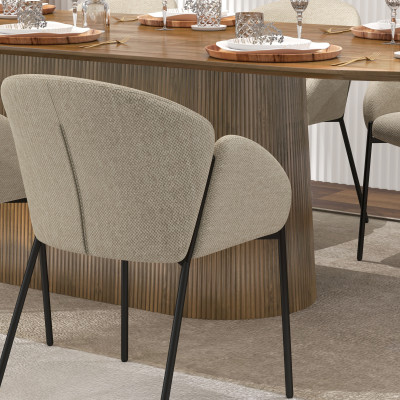 CANDICE-Chaise en tissu Luxury Grège et métal noir (x2)