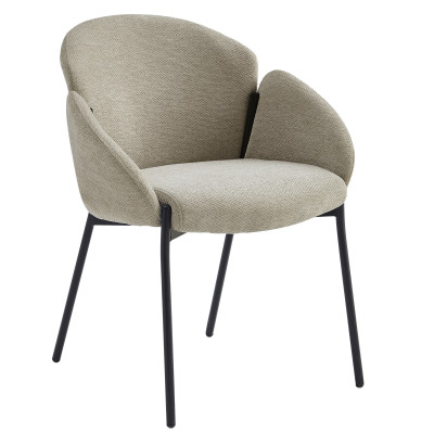 CANDICE-Chaise en tissu Luxury Grège et métal noir (x2)