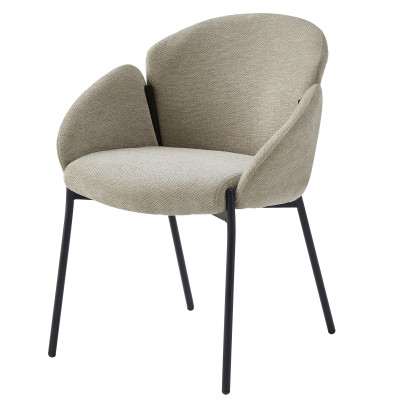 CANDICE-Chaise en tissu Luxury Grège et métal noir (x2)