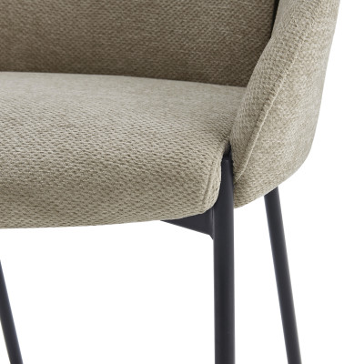 CANDICE-Chaise en tissu Luxury Grège et métal noir (x2)