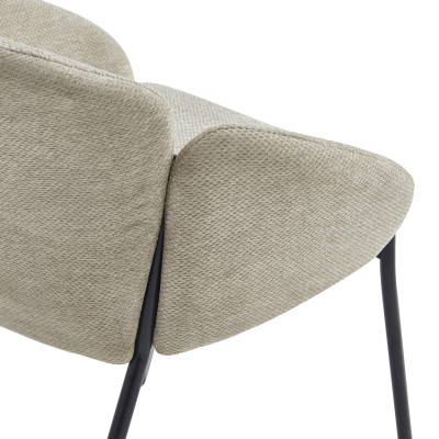 CANDICE-Chaise en tissu Luxury Grège et métal noir (x2)
