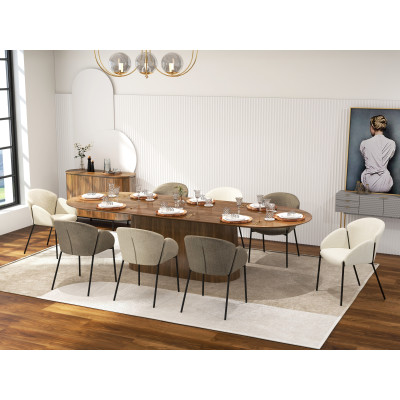 CANDICE-Chaise en tissu Luxury Taupe et métal noir (x2)