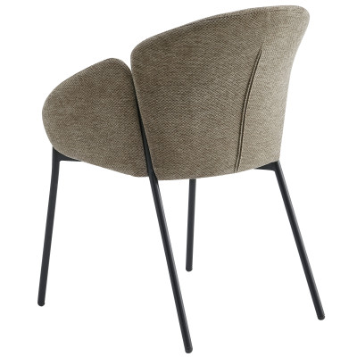 CANDICE-Chaise en tissu Luxury Taupe et métal noir (x2)