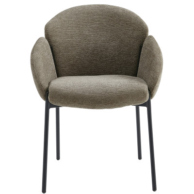 CANDICE-Chaise en tissu Luxury Taupe et métal noir (x2)