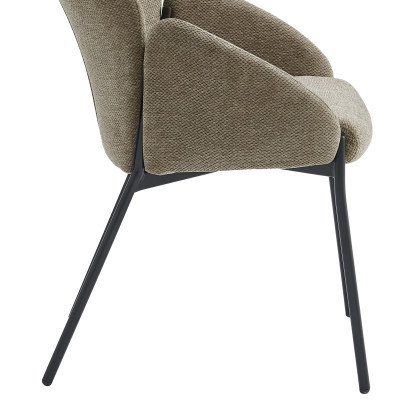 CANDICE-Silla de tela marrone y metal negro (x2)