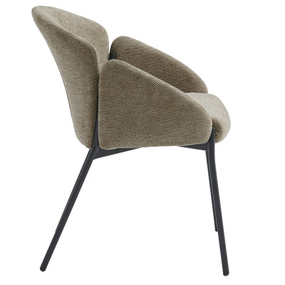 CANDICE-Chaise en tissu Luxury Taupe et métal noir (x2)