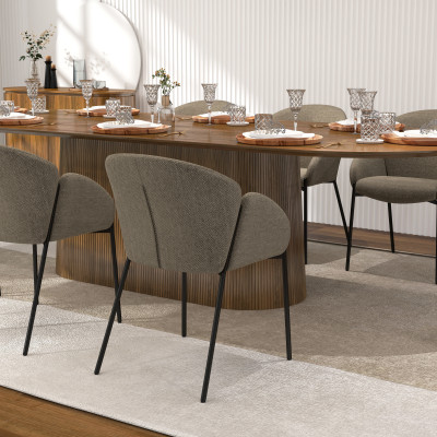 CANDICE-Chaise en tissu Luxury Taupe et métal noir (x2)