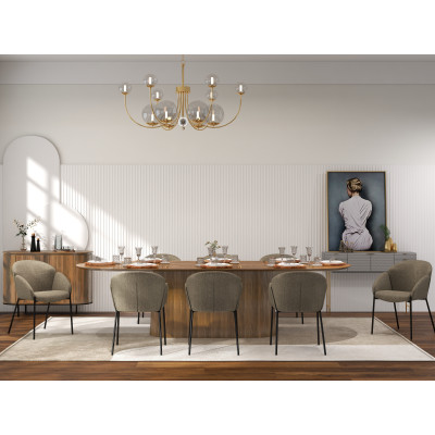 CANDICE-Silla de tela marrone y metal negro (x2)