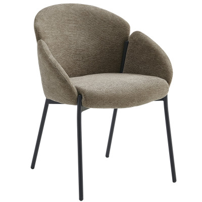 CANDICE-Chaise en tissu Luxury Taupe et métal noir (x2)