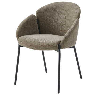 CANDICE-Chaise en tissu Luxury Taupe et métal noir (x2)