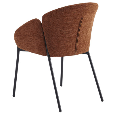 CANDICE-Chaise en tissu Luxury Terracotta et métal noir (x2)