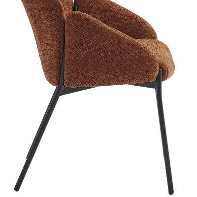 CANDICE-Silla de tela terracota y metal negro (x2)