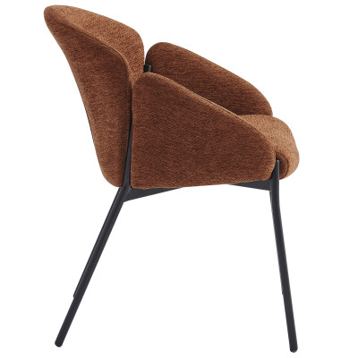 CANDICE-Chaise en tissu Luxury Terracotta et métal noir (x2)