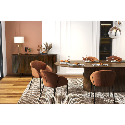 CANDICE-Sedia in tessuto terracotta e metallo nero (x2)