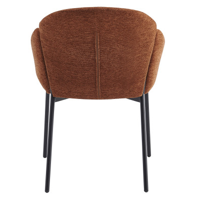 CANDICE-Chaise en tissu Luxury Terracotta et métal noir (x2)