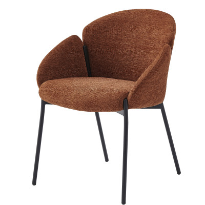 CANDICE-Chaise en tissu Luxury Terracotta et métal noir (x2)
