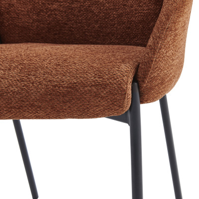 CANDICE-Chaise en tissu Luxury Terracotta et métal noir (x2)