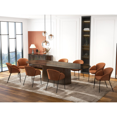 CANDICE-Silla de tela terracota y metal negro (x2)