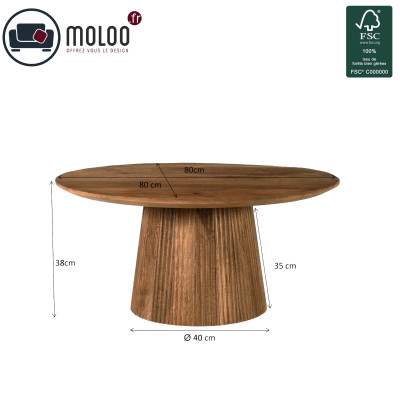 SIENNE-Table basse ronde D.80 cm en Manguier massif