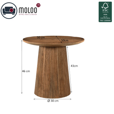 SIENNE-Table basse ronde D.50 cm en Manguier massif