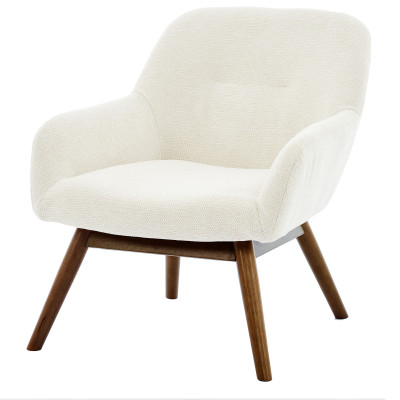 MALMO-Fauteuil en tisssu SoftCellar Sable et bois noyer