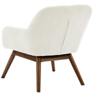 MALMO-Fauteuil en tisssu SoftCellar Sable et bois noyer