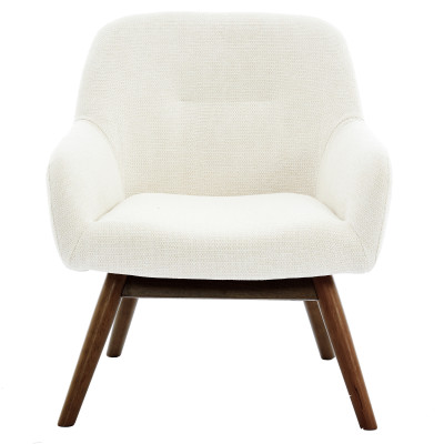 MALMO-Fauteuil en tisssu SoftCellar Sable et bois noyer