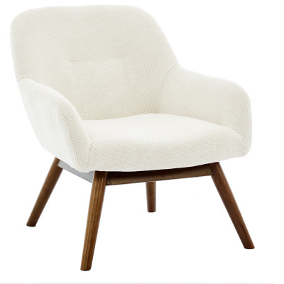 MALMO-Fauteuil en tisssu SoftCellar Sable et bois noyer