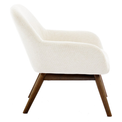 MALMO-Fauteuil en tisssu SoftCellar Sable et bois noyer