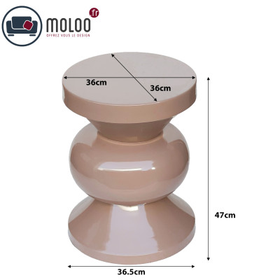 OLA-Table basse d'appoint acier laqué Vintage Pink