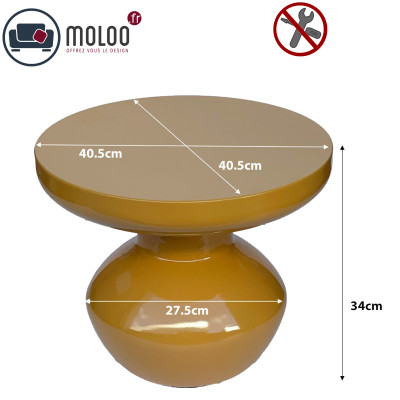 LOU-Beistelltisch aus lackiertem Stahl, Farbe Mustard