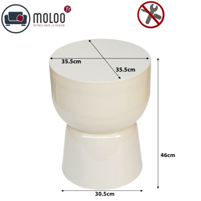 KIAN-Table basse d'appoint acier laqué Ivory