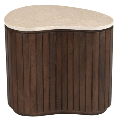 BEAN-Set aus 2 Couchtischen aus Marmor und dunklem Holz