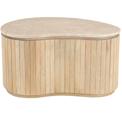 BEAN-Conjunto de 2 mesas bajas de mármol y madera natural