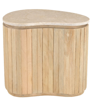 BEAN-Conjunto de 2 mesas bajas de mármol y madera natural