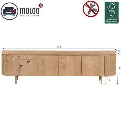 ROVERI-TV-Möbel L.210 cm Eiche