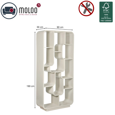 ADONA-Libreria L.90 cm in legno massello avorio