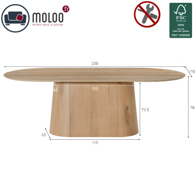 TIAGO-Tavolo da pranzo ovale L.230 cm Rovere