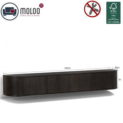 TIAGO-Mueble TV mural L.220 cm Roble Expresso