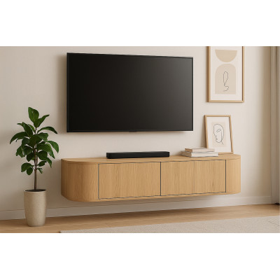 TIAGO-Mueble TV mural L.140 cm Roble