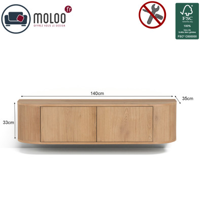 TIAGO-Mueble TV mural L.140 cm Roble